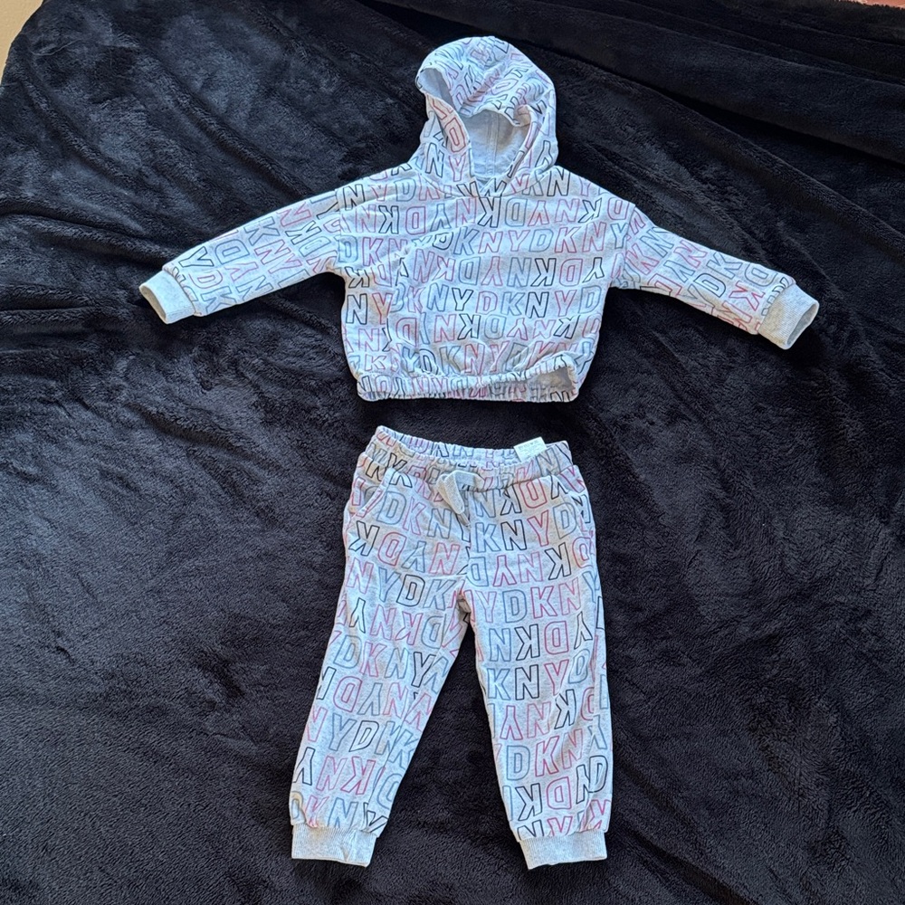 DKNY Kids Blue and Pink Logo Jogger Set